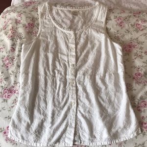 White Eyelet sleeveless shirt